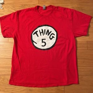 Thing 5 Dr Seuss Red short sleeve t shirt sz xl 100% Cotton Halloween Costume